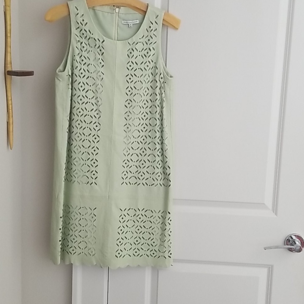Mint green fully lined leather dress